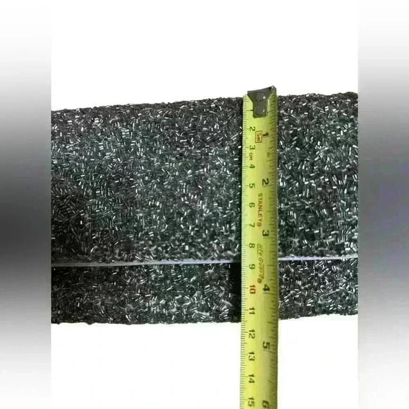 BANANA REPUBLIC grey silver Beaded Satin Fold-Over Clutch Bag - Picture 12 of 12